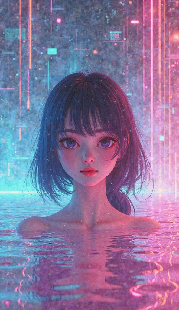 longeyelashes, solid circle eyes, silver hair, half-closed eyes, sad, drop shadow, anaglyph, stereogram, tachi-e, atmospheric perspective, wide shot, reflection light, 8k, super detail, best quality, anatomically correct