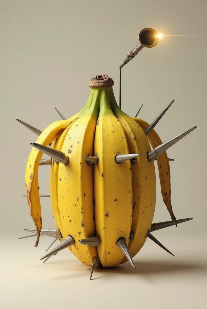 A claymoee imitasing banana fruit、prick、odor、explosion、details、masterpiece、