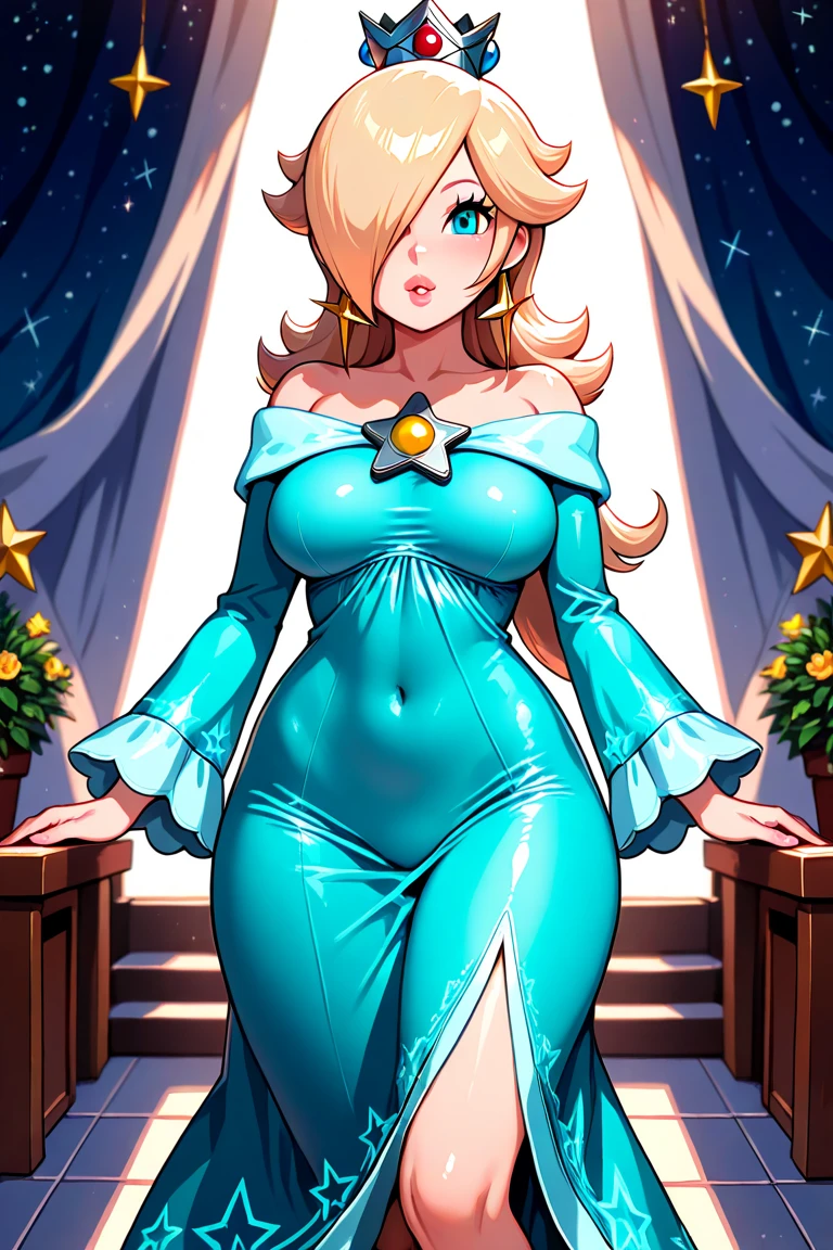 (best quality). (Ultra Detalhado). (1girl), Olhando para o Viewer. (Antecedentes detalhados). belos olhos detalhados. rosto delicado e bonito. (high saturation), seios grandes, droopy breasts, (((sexy miss universe blue dress))), (((long legs))), (((gigantic breasts))),