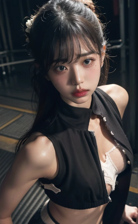 Fraction_9,Fraction_8_Direction_7_up,Every detail is exquisite,Korean,Korean pop music,
portrait,(shadow:1.4),night,Dark Alley,O-rings,