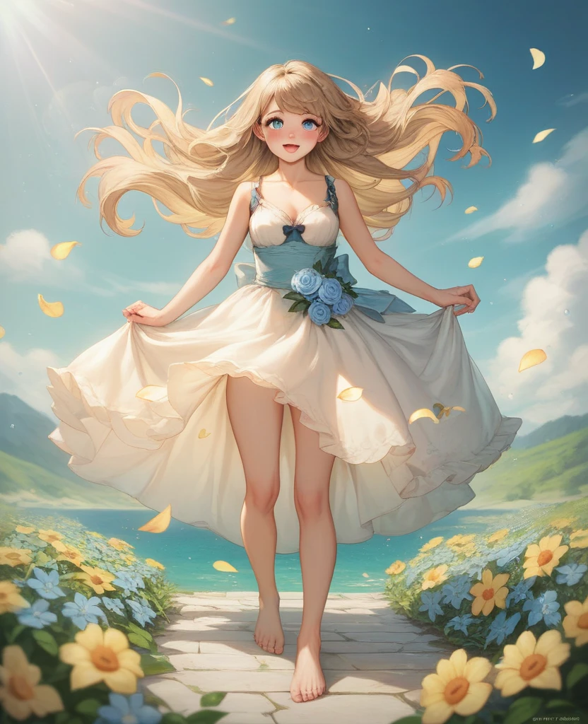 blonde girl in a sexy elegant black dress, medium chest, big butt with a landscape of a gala party 