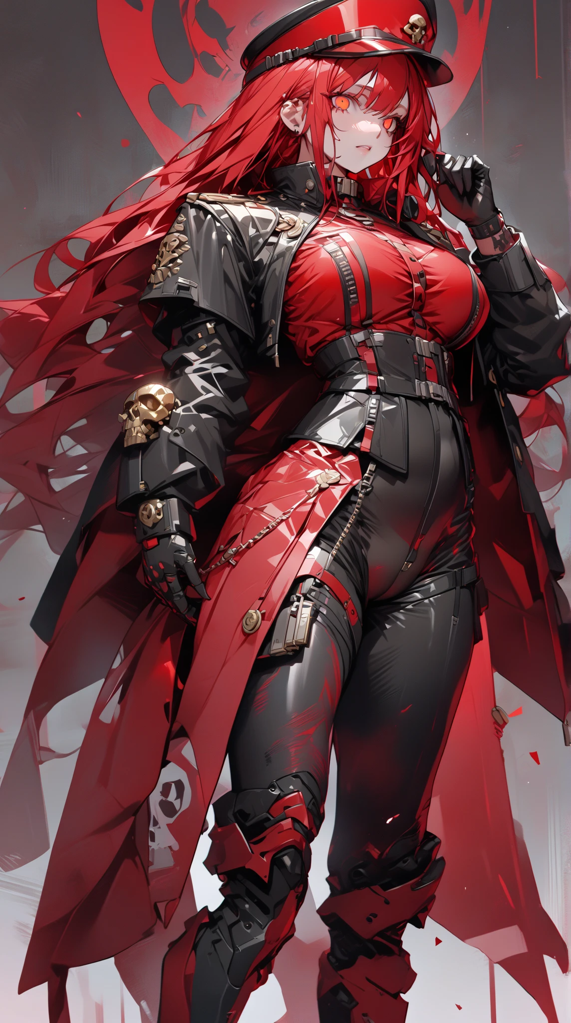 nikirabi,masterpiece,best quality, detailed, 1girl,(crypt in background), pale skin, red glowing eyes,full body,<lora:nikirabi:1.0>