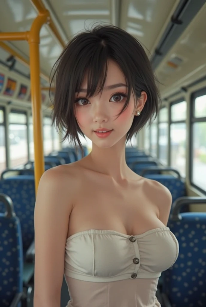 (Ultra-realistic), (figure), (High resolution), (8k), (Very detailed), (Best figure), (Beautiful and detailed), (Highest quality), (Super detailed), (masterpiece), (wallpaper), (Detailed face), alone, One Girl, watching viewer, Trendy clothes,Less exposure、Fine details, Detailed face, In the Dark, Deep Shadow, Modest, Pure Erotic Face Ace_v1, cool, short hair, Pointed diagonal bangs,on the train、Looking out the window、Beautiful Swiss landscapes