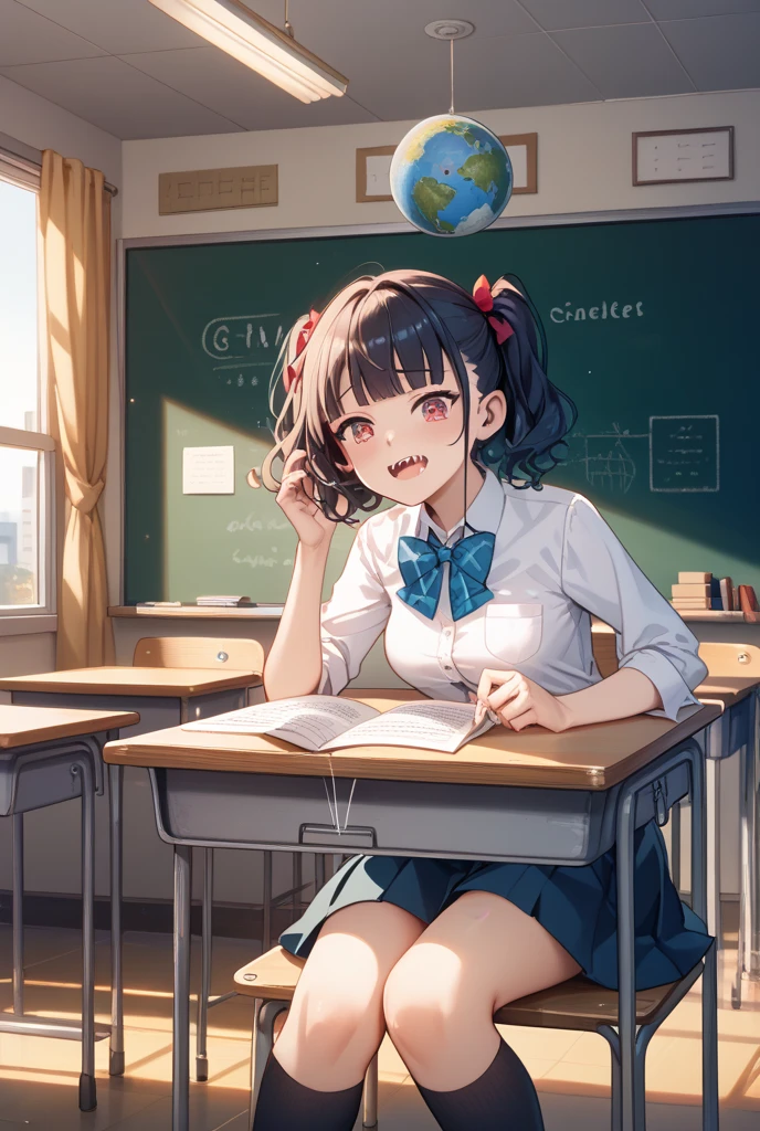 Anime girl sitting at a classroom desk with her hand on her chin, small curvy loli, Anime visuals of cute girls, Kantai Collection Style, anime moe art style, splash art anime loli, best anime 4k konachan wallpaper, the anime girl is crouching, Cute anime girl, shikamimi, small loli girl,Ultramammy、bbw