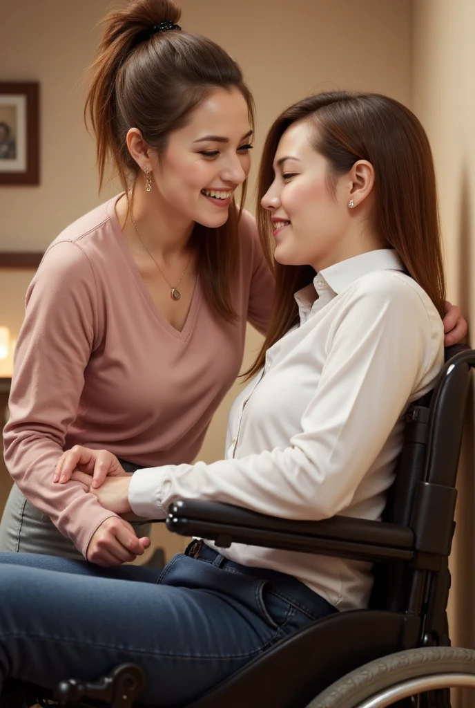 Absurd resolution, high resolution, (masterpiece: 1.4), super detailed, (((detailed face, detailed expression)), two girls, girl and girl, friends, best friends, classmates, relax, ponytail, bob, sitting on bed, sitting on the floor, two are talking, background is in the room, friends, best friend, home, 1K, small room, curtains, bed, TV, desk, sweets, Talk about travel with friends, gathering, fun, smile, room wear, Kyoto animation, Kyoto animation atmosphere, glitter, brilliance,