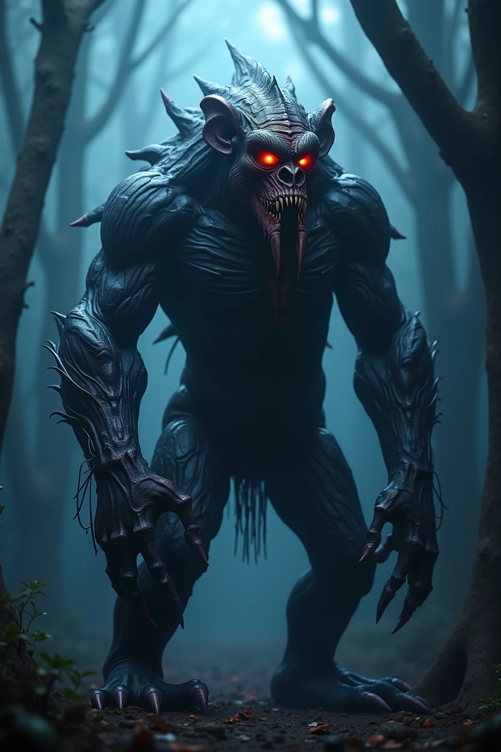 Horror-themed movie stills,、Big headed monster