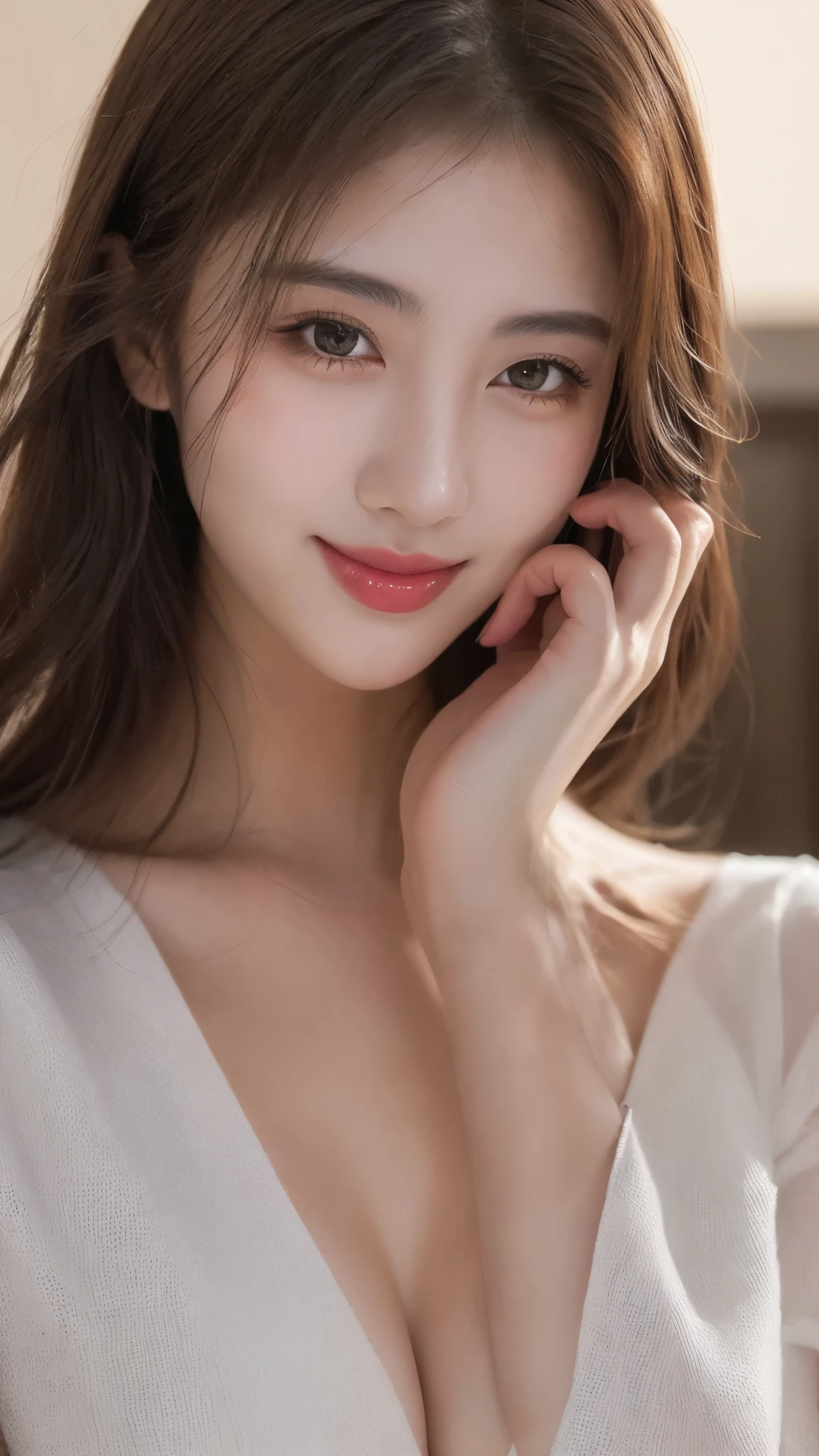 Kimono beauty, body portrait, 8K, thin and beautiful eyes, Dindal effect, masterpiece, top quality, high quality, high resolution, very detailed photo, (natural skin texture, fine skin, hyperrealism, super sharpness) , high detail skin, (very fine, fine skin texture, intricate details, beautiful face, (realistic face), realistic eyes, beautifully detailed eyes, ponytail, realistic skin, beautiful skin, surreal, Highly detailed, golden ratio, smiling eyes, ((night moonlight background)), body portrait, oily skin, shiny skin, shiny skin with oil, big breasts, huge breasts, big breasts, erotic body, glamorous, sheer knit Sweater, cleavage, all wet
