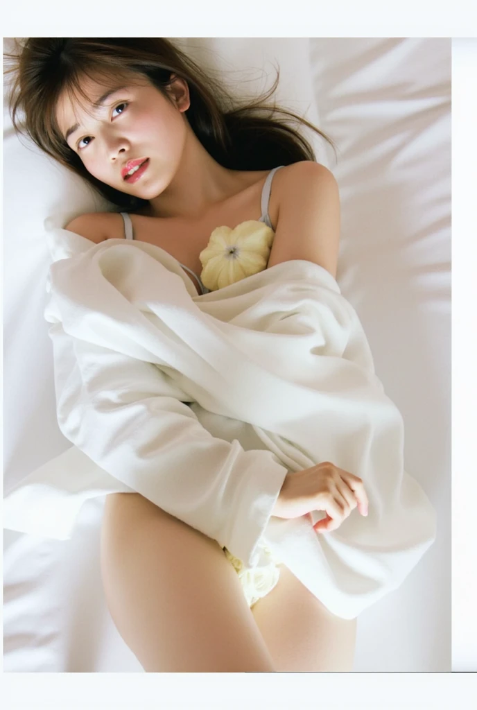 ((Browsing Caution:1.4, masterpiece, Highest quality, High resolution, 超High resolution, Pixel perfect, Written boundary depth, 4K, RTTX10.0, High resolution))), (One beautiful woman:1.3), single, alone, she,  ((Detailed face:1.2)), ((Smooth texture:0.75, Realistic texture:0.5,)), ((Beautiful and large breasts, Cleavage)), indoor, Bedroom, Big Breasts, Perfect body, Slender body, (Underarm:1.2), ((Sleeping in bed, (Lying down 1.5), sleepy, close your eyes, Lying in bed, Sleeping posture:1.2)), (Natural light, Reflection of light, Morning Scenery), (A lot of sticky white cream in my mouth 1.3), (The inside of the mouth is pure white:1.2), (A large amount of sticky white cream overflows from her mouth..:1.2), (Lots of sticky white cream on the face.:1.3), (ねばねばの白い生クリームがCleavageについている:1.2),(Please open your mouth wide:1.3)), (twist:0.9), (????? nipples:0.9), (Put one hand in your panties:1.8), ?????????, (Pussy juice:1), (Perfect hands, Perfect ???????, Exact number of hands), Sexual pleasure expression, Representation with a tray, Happy expression, So happy,  (touch the nipple with one hand:1.3),  ((Navy Blue Blazer:1.2), White shirt, Check skirt, Red ribbon around neck), (sheのシャツは胸元が開いている, Stylish pink bra:1.2), (The skirt is rolled up, Pink side tie panties:1.2)