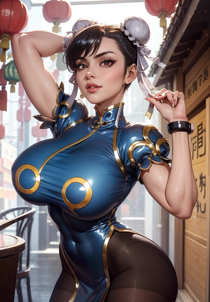 chun li from street fighter,(big breast:1.5),dynamic poses,