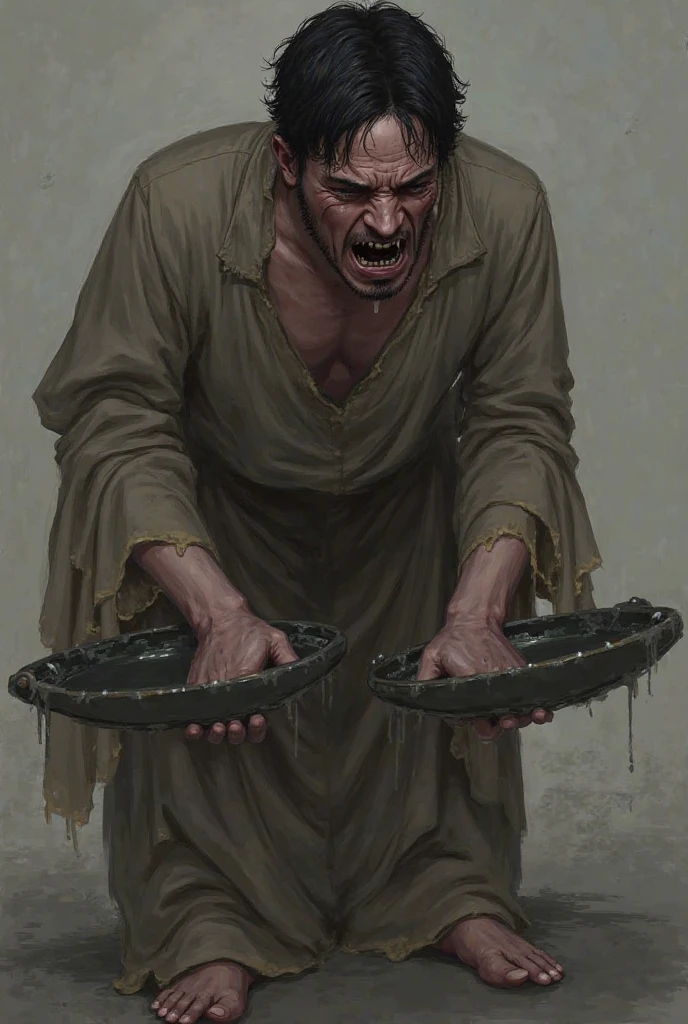 ((best quality)), ((masterpiece)), (detailed), undead wounded angel is boiled in a huge cauldron, blood on undead body, horror atmosphere, death, wounds
