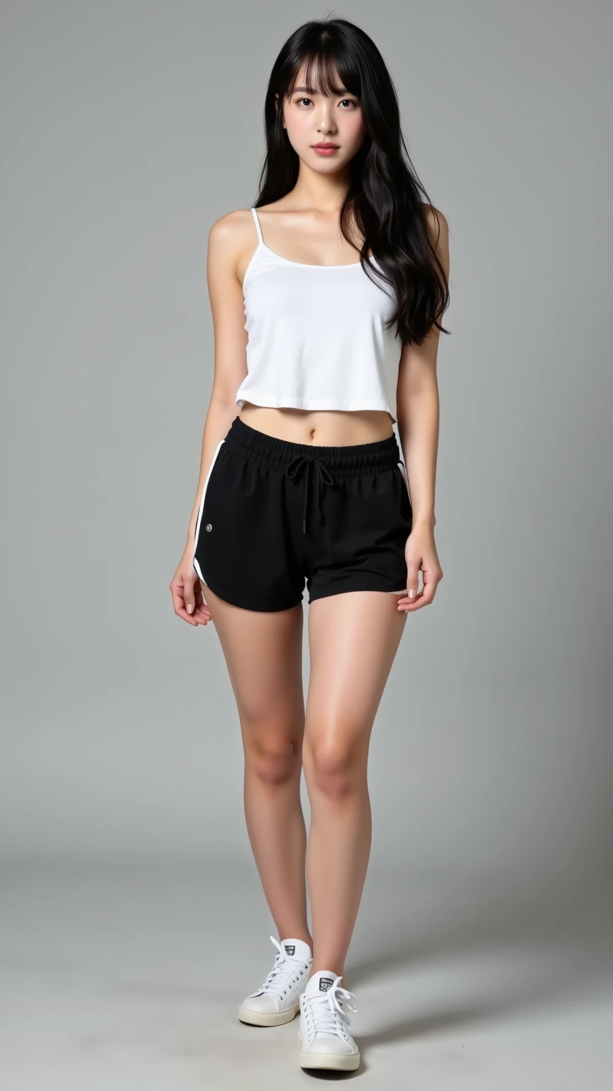 1girl in, 30 years old, Square face, Long hair, Looking at viewer, jewelry, Reality, Sexy, Short skirt outfit, , sports background, free pose