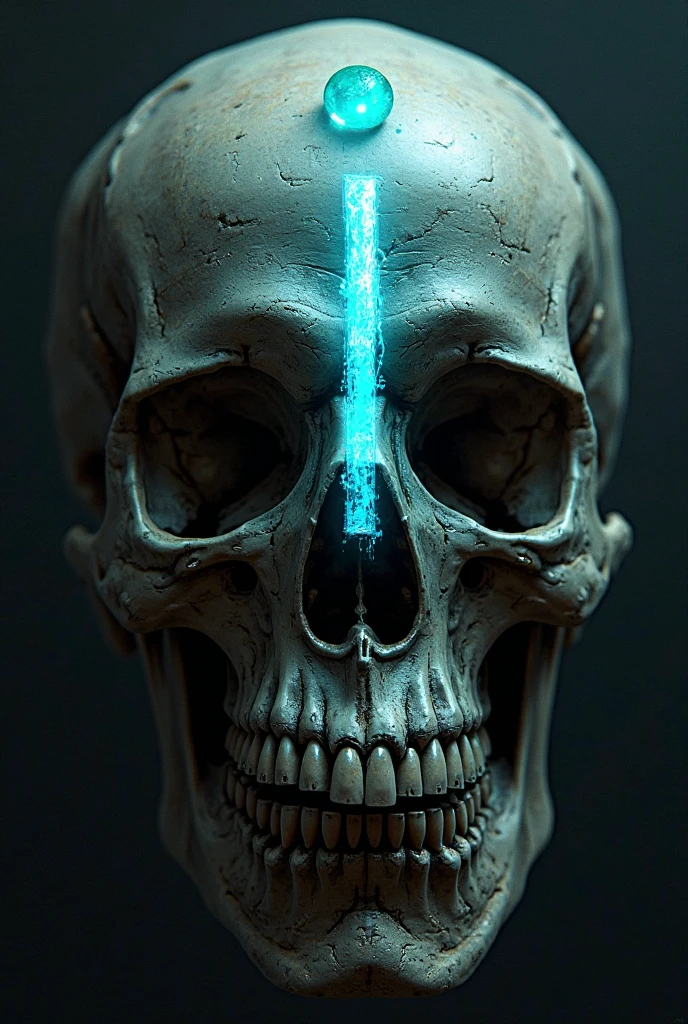 Human skull, with crystal ball over head