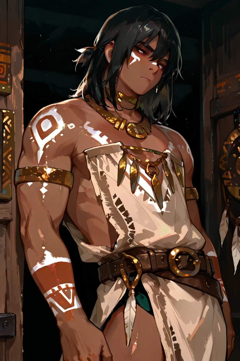 Primitive tribal ager,nakeness,male people,Briefs,solo person