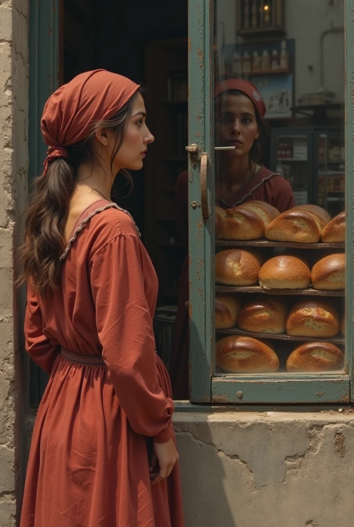 (medium full shot) of (radiant young woman from the ancient roman era), persian, tan skin, brown eyes, curvy build, short red straight bangs hair, wearing a brown stola with fringed edges , closed-toe sandals, anklet, hair ribbons, set in ancient rome, a vibrant Roman market, with stalls selling spices, fabrics, and pottery, and people haggling and bartering during sunset, woman smiling, Masterpiece,best quality, photo, realistic, very aesthetic, detailed face,