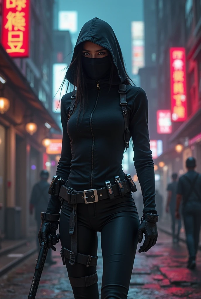 woman ninja dressed in black 