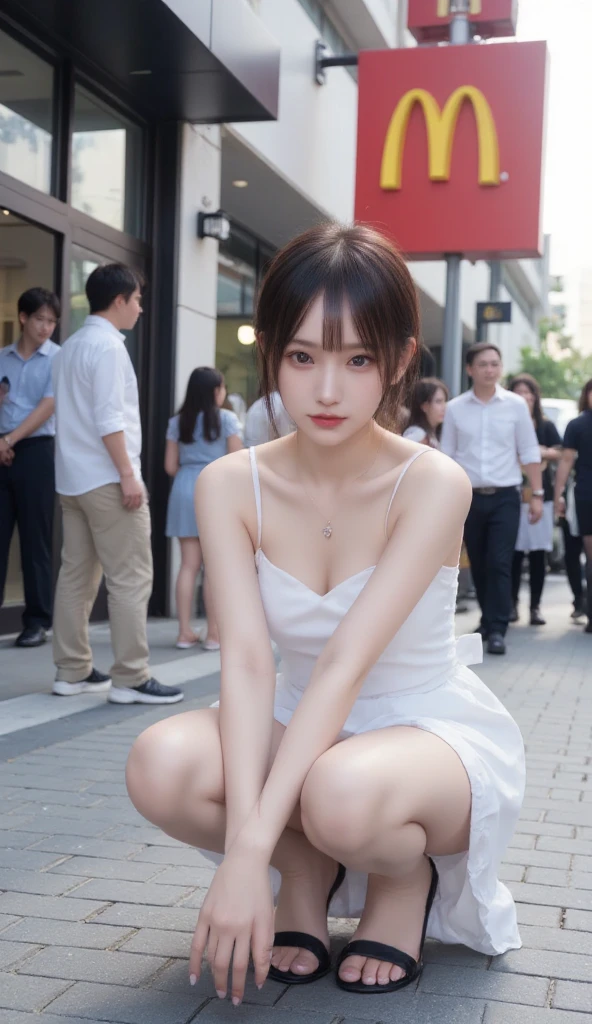 (Masterpiece), (Highest quality), (Highest quality), (The most detailed), (Awesome details), ((Very delicate and beautiful)), 8k, (realistic:1.3),girl,simple,brown eyes,big breasts,city of night,short hair,Beautiful night view,14 years old,raw image, 1 girl,, short hair,naked,beautiful pussy,Embarrassing,Smile shyly