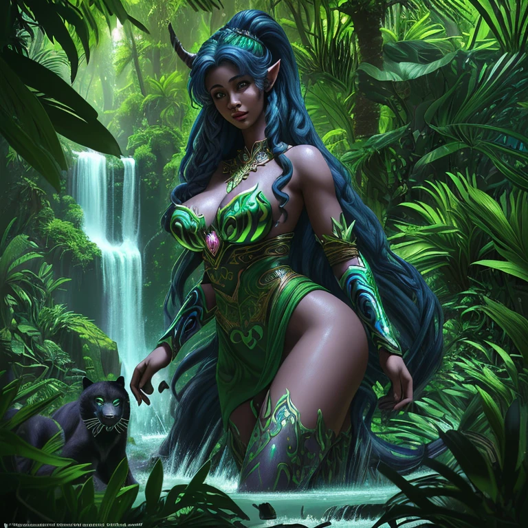 imagine a uhd/hd, highly detailed, full body photorealistic image of a stunningly beautiful succubus. She is levitating on top of a glowing stone.stone is floating in a lake full with Lotus, goldfishes and turquoise_blue_water. Her face is drawn extremely detailed with all her facial features symmetrical. Her eyes and pouting lips are intricately drawn full of seduction. She has intricately carved horn and a long tail, both decorated with golden embroidery. She has colourful glowing tattoos on her belly. She has a deep sexy navel.Her skin is drawn ultra realistic with lot of detail and water drops visible on skin. Her hair is very long and shiny, adorned with intricate jewellery. Her beautiful feets are decorated with intricate colourful tattoos. She is wearing a Stiletto.