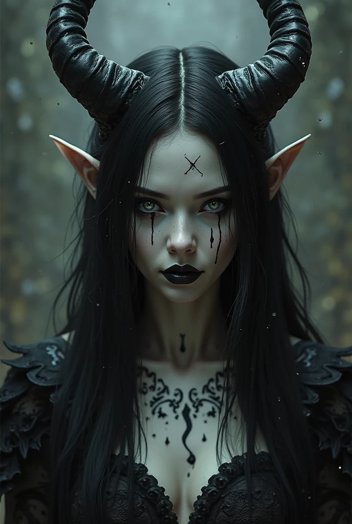 a women devil and septum piercing