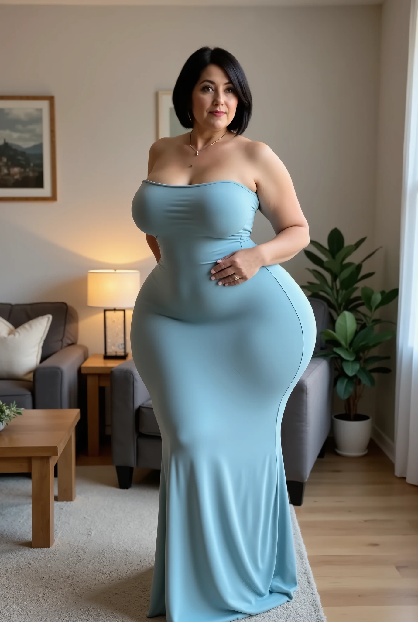 ((best quality)), ((masterpiece)), (detailed), perfect face, Beautiful, mother-in-law, asian-Indonesian , voluptuous, wearing random clothes (formal), In the black room, seductive expression, chubby body, nice body, milf chubby, chinese-Indonesian. Full body, big arm, wide hips , wearing a sneakers, bob hairstyle, baby face , chubby cheeks, 35 year old, chubby tall woman, tattooed thighs , yakuza tattoos , big thighs, big armpits , chubby massive cheeks , thick neck, cold atmosphere, low light, wavy short haired, big breasts, showing her armpits , thick woman