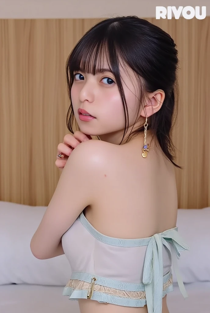 A woman wearing a brown kebaya is taking selfies with a sweet smile with white eyes like Hinata Hyuga with realistic 4k hd photo quality