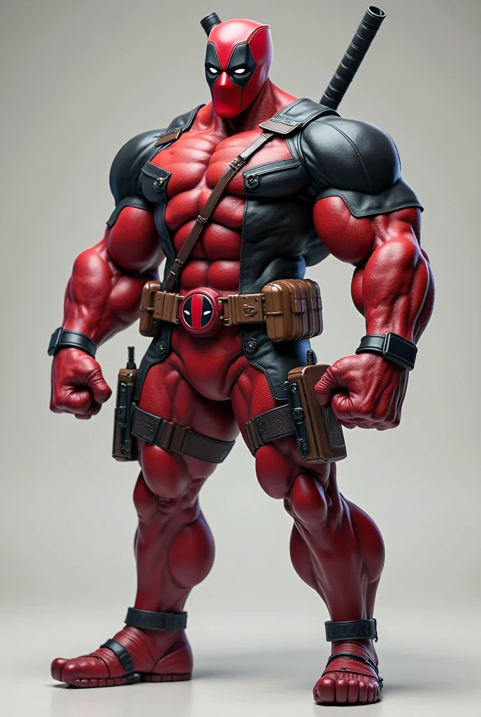 Make a muscular guy with a Deadpool mask in his underwear