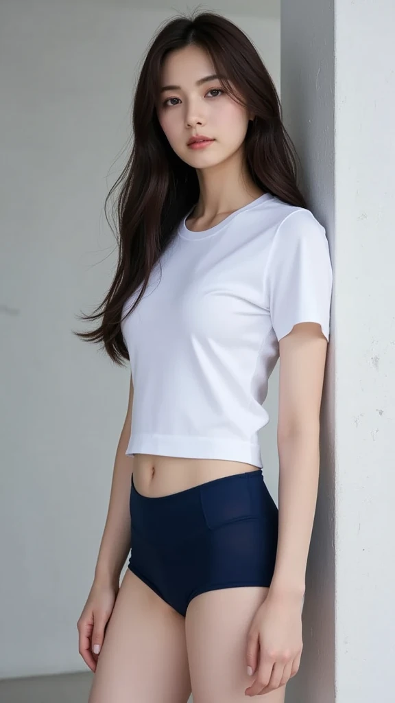 ((Masterpiece, Top image quality, high resolution、alone、shiny skin))(on the table, best quality, actual, super detailed, meticulous, high resolution, 8k wallpaper), Close-up portrait of a beautiful woman, Chariada, smiling, light brown messy hair, Perfect dynamic composition, 美丽meticulous的眼睛, Just like the cover of a fashion magazine, on campus