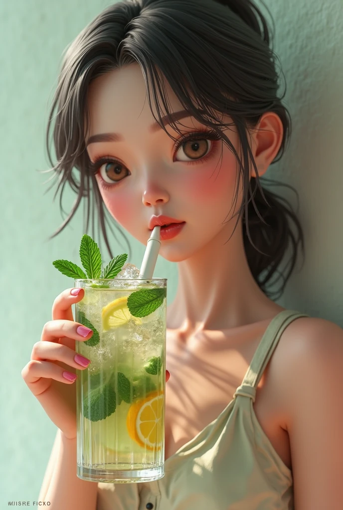 digital illustration, draft, black and white, 2d, Anime girl with black hair and a white shirt,