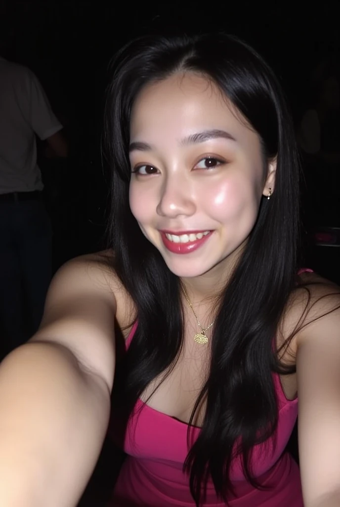 1 malay girl, Tokyo street,night, cityscape,city lights,upper body,close-up,smile,, (8k, RAW photo, best quality, masterpiece:1.2),(realistic, photo-realistic:1.37), wear bikini,