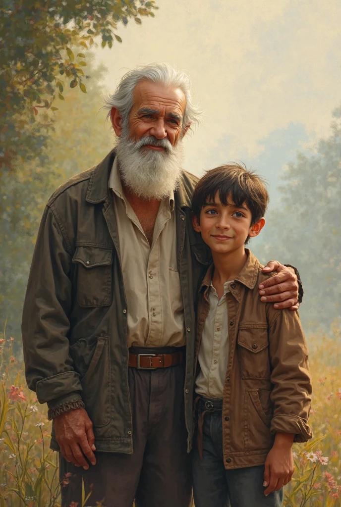 Man in hat and beard holding a child