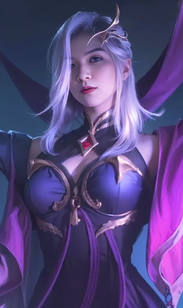 The Witch, wolf women, Full body like, Magical style, a character in League of Legends, Characters in the game,cosplay,short skirt,Gold-rimmed décor, Wolf ears, Wolf tail, Golden hair, Purple pickaxe staining, Black and purple color scheme,A small amount of armor decoration, blackstockings, Sexy and feminine, Anatomically correct, Textured skin, Best quality, 8K