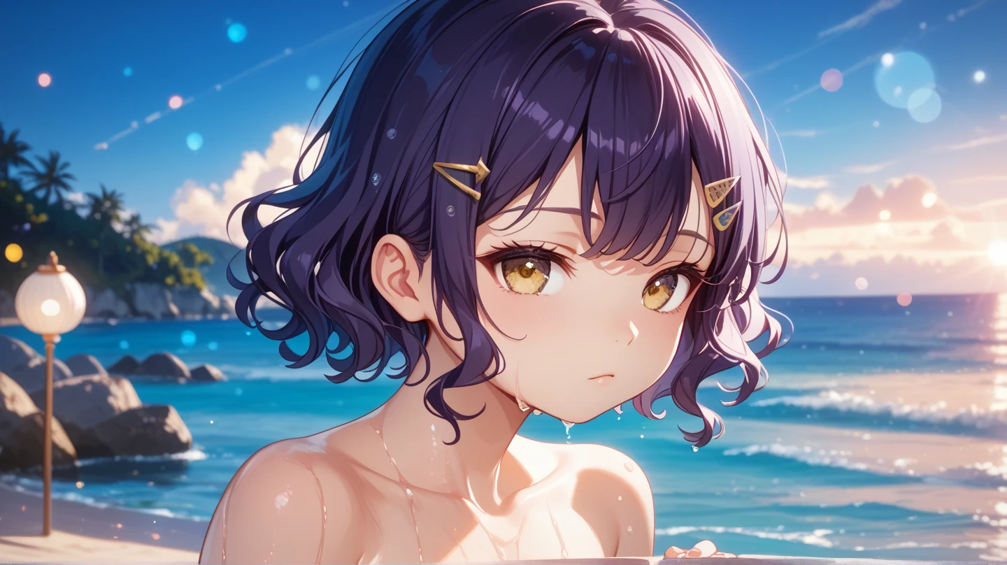 8k、masterpiece、Japanese、Woman wearing glasses、anise、from the front、smile、Childish、Big Breasts、Sheer School Swimsuit、night、Bedroom、