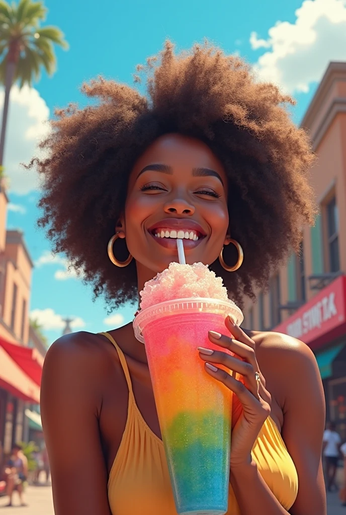 sunset, A girl, with black hair, she is wearing short shorts and a shirt, she's 18, her eyes are dark brown, coffee, she loves coffee, she is holding a cup of coffee, she is black, has dark skin, Beach, (BackView Style Raw skin hairry silks Kunzite brights epiceyes smile teeth), (epic Professional Photorealistic Back-View), epic Diva detailed girl Cinematic_Bio-moonLight, ( epic tmasterpiece:1.5 ), (NSFW:1.2 Back-View fullbodye liquid colorful droplet indigo Lava drop plasma sundrop radiant sapphire indigo turquoise), 1girl laying, feature, pureerosface_v1, Ambilight, slender waist, (splash, brushwork:1.5),double exposure, fussion of fluid abstract art,(original illustration composition),(fusion of limited color, maximalism artstyle, geometric artstyle) Incorporate vibrant colors, dynamic brushstrokes, necklace tourmaline and intriguing textures to capture the essence of the subject's inner world, black choker cadena, pink ribbons, dynamic pose, delicate stockings, long shot]:0.8, GlowingRunesAIV2_paleblue slippers, ultra close-up, Purity face epiceyes, ((​tmasterpiece)、(top-quality)、(ultra reallistic))、epic beautiful queen、Bondage style、latex shiny、By Luis Royo:1.4、1girl in、Sexy Daughter、Small fashionable tattoos、Attractive earrings with impressive beauty、a choker、a necklace、piercings、Super beauty、Super Ultra Bikini、standingn、fullllbody、Beauty in return、Fantastic mythological landscape, unrealengine5 ultra Cinematic_moonlight ultra_high-definition epic tMasterpiece deep path equirectangular ultra_high-resolution symmetrical meticulously intricate analogique ultra Professional photorealistic ultra_high-quality ultra_high-details optimal accurate cgi vfx sfx reflex 3dcg max radiant vivid color-coded extreme improved Octane_render XT3 DSLR romm rgb pbr 3dcg fxaa blay fkaa txaa rtx ssao enhanced ultra_sharp-focus varied multi etc. --v6 --s1000 --c20 --q5 --chaos100
