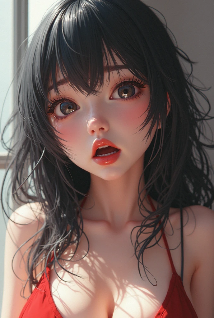 UHD,textured skin, high details, anatomically correct,SOLO,(1 Female,dark skin,Big oppai),(black long hair),(wearing A loose bikini Armor),(Spreading legs:1.7),(Lying on the Lux bed:1.7)(hotel bedroom),(hands behind her head:1.7),(sweating skin:1.7),(full blush:1.4),(Genshin Impact/Dehya)