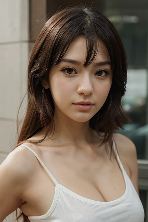 (masterpiece, best quality:1.2), RAW photo, (realistic, photorealistic:1.2), (8K, highres, ultra detailed:1.3), 1girl, perfect anatomy, (focus on face, looking at viewer), (28 years old Korean beauty, K-pop idol), (realistic detailed eyebrows, realistic beautiful brown eyes, realistic glossy skin, realistic detailed beautiful handsome face:1.2), (slender, small breasts), (realistic cinematic lighting, detailed shadowing:1.2)