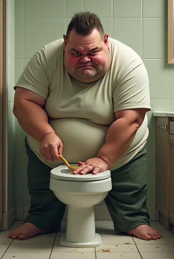 a short obese man with big glasses, sitting in his toilet, toilet made of ral-vlntxplzn, naked, looking stupid with crazy face expresion <lora:ral-vlntxplzn:1>