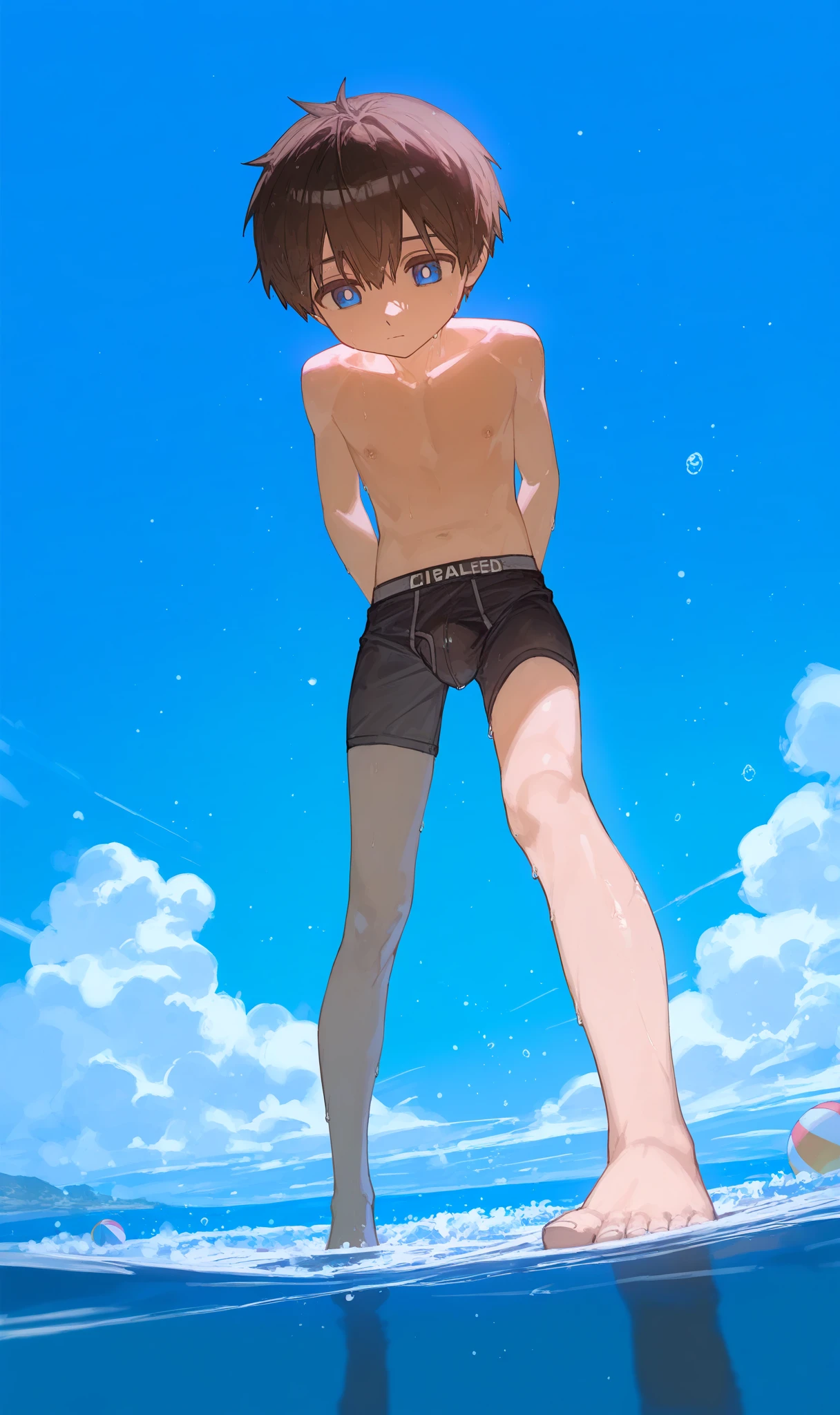 highres,Masterpiece, Best quality at best,Best Quality,hight quality, hight detailed, realistic, Anime style, 1boy, , Shota, Simple beckground, (Showing armpit:1.2), Cheerful boy, Hansome boy, Sleeveless hoodie, Slim body, Belt, boy focus, Uhd, Sweat