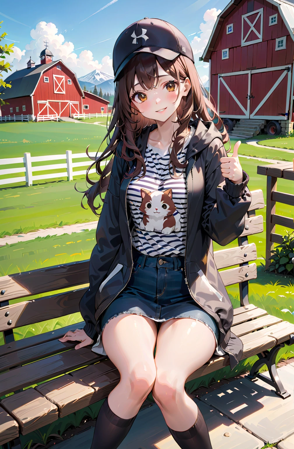 Red-brown hair, nariz romana, Brown eyes, piel blanca, cejas semi pobladas, playera oversize verde olivo, blue jeans, tenis converse de bota, chubby, rodeada de girasoles