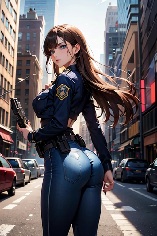 Denim pants，sandbeach，（Inspired by the Avengers），ponytailhair，One-piece unisex trousers，machine girl，Security level，big size ass，（8K，photo RAW，Fotorrealista：1，25），（Excessive lip gloss，Lots of eyelashes，beste-Quality，ultra-high-resolution，depth of view，color difference，Wide light，Natural colors，Distant pictures（1：2）