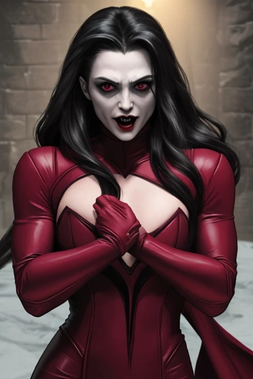 hell_lady, Comic board:2, BATTLE scenes, anatomy correct, masterpiece,UHD, 32K ,hyper HD, realistic, anatomy correct,fantasy,Comics-like panel layout, Voice balloons, English text, Hand drawn audio stickers used in comics, 3d, realistic, Ornate bloody hell background in scarlet style,Black/White latex blend,Sexy,cruel,3d,