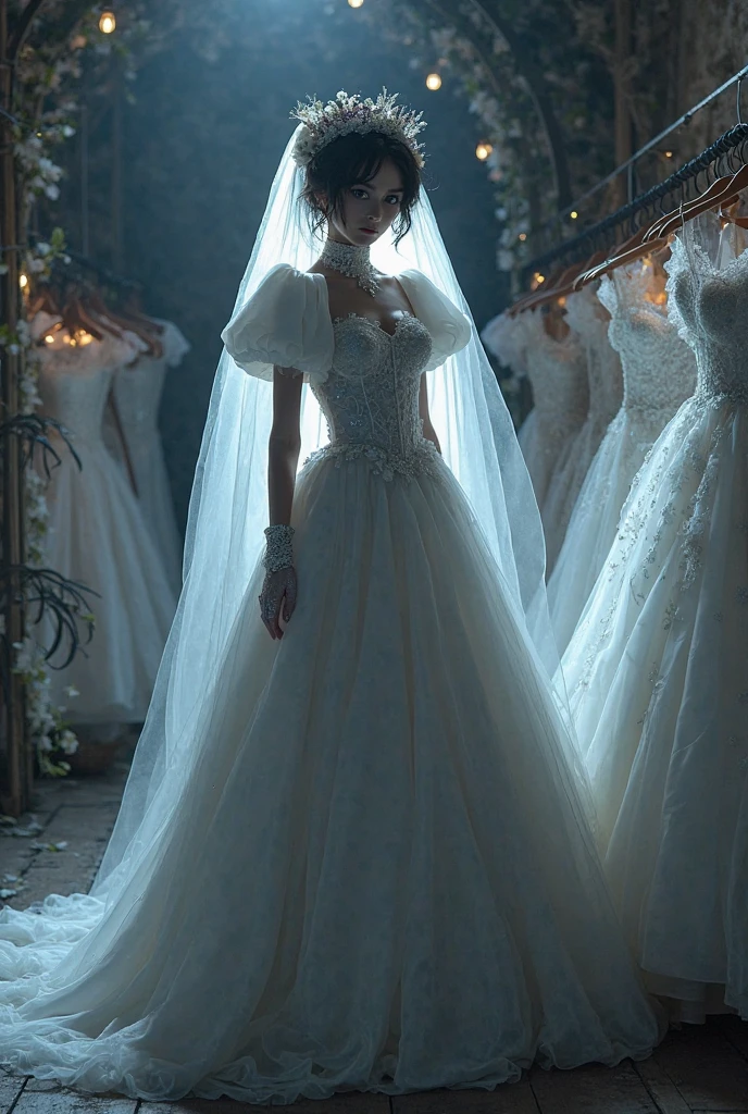 <lora:SpyWorld50s:1>SpyWorld50s, wedding dress, spy-theme, 50s, (Masterpiece:1.3) (best quality:1.2) (high quality:1.1)