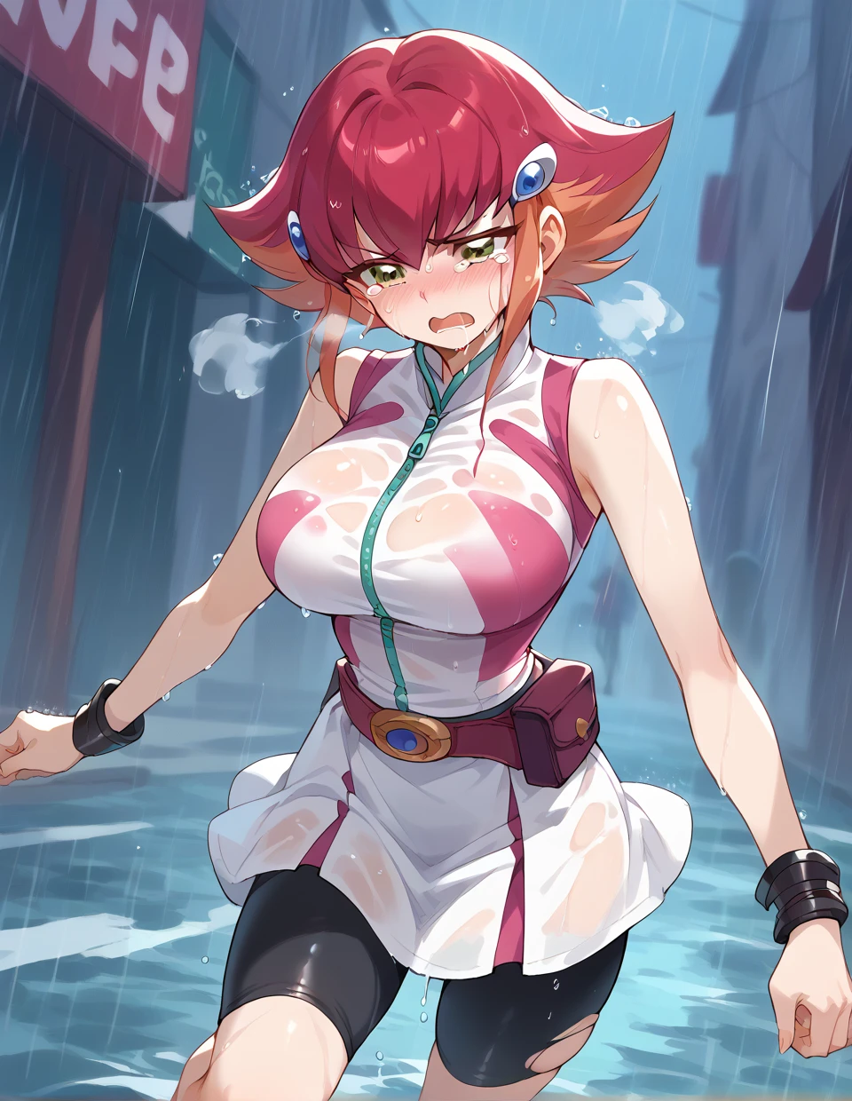 masterpiece, Highest quality, Unreal Engine, Super Resolution, Very detailed,
Beautiful woman, machi, short kimono, obi, sash, fingerless gloves, bike shorts, socks,thighhighs,or, ponytail,hair_ornament, Vivid expression, Healthy Body, Smooth skin texture, Carefully drawn,
(humidity:1.5), Beautiful Eyes, (Attractive face:1.2), (Beautiful Skin), Tight waist, (Big Breasts), (Sticky with sweat), Dynamic pose,
In the world of Hunter Hunter, Outdoor, Slums at night,
