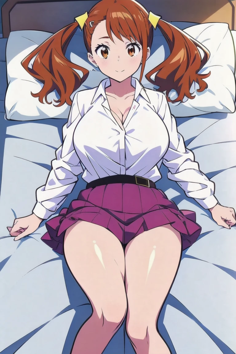 1girl, (solo), (NSFW), ((ultra detailed background, delicate pattern, intricate detail)), (best quality), (masterpiece), (highres), top quality, (detailed textures), (beautiful detailed eyes), (sharp focus), (ultra-detailed), (8k), BREAK lying, on her back, (sleeping), spread legs, (spread pussy:1.4), (cum in pussy:1.3), (from above:1.2), BREAK makima, makima, long hair, smile, bangs, small breasts, (closed eyes:1.2), braid, red hair, braided ponytail, BREAK shirt, long sleeves, white shirt, necktie, collared shirt, black necktie, (naked:1.2), BREAK (blush:1.3), (steam), (deep breathe:1.2), sweat, BREAK indoors, bedroom, white bed, detailed interior, BREAK beautiful detailed glow, blushing, brilliantly lit, very detailed, areola slip, beautiful body line, (Beautiful, large_breasts:1.3), sexy breasts, shiny skin, cute, (Delicate figure and beautiful body curves:1.2), (looking at viewer), high resolution, high detail, Correct limbs, Ultra High Resolution, 4K, Ultra Detail, photography, HDR, Background blur, (vibrant_color:1.2), (beautiful_face:1.5), (narrow_waist), wallpaper, (beautiful detailed eyes:1.6), (extremely detailed face:1.4), perfect lighting, (picture perfect)