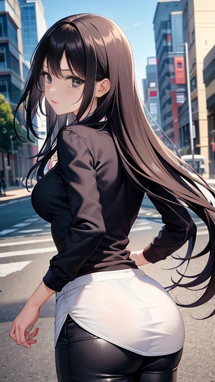 High school girl, long untied black hair, pendulous eyes, big tits, white panties, high legged