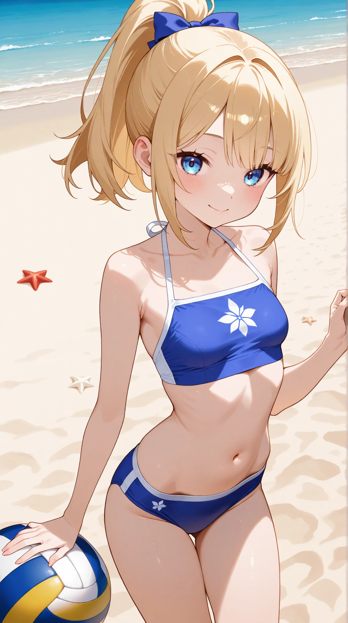 (Super detailed illustrations:1.2),(masterpiece, 8K), (最high quality, high quality:1.4), perfect anatomy, very detailed,High resolution, Super detailed,white background,blank background, v8k wallpaper,perfect design, one beautiful girl, (17 year old girl),(Chibi:0.6),(cute:1.5),transparent skin,Shining beautiful skin,(blue eyes, eye highlights,first ultrafine star:1.45),(Yellow shorthair,twin tails , bow:1.4),black ribbon,(big breasts,beautiful breasts:1.1),raised nipples,(long eyelashes, double eyelid:1.2),pink cheeks,(最high qualityの顔),(最high qualityの明るい目),smile, sunlight, beautiful lighting, volume lighting,((revealing sexy swimwear:1.5)), thick thighs,(absurd, High resolution, super detail art),cel shading,clear color, lonely optical effect, bright shine,(girl close-up:1.1),Manga influence, beautiful line drawing,Are standing,put your hand on your waist,from the front,cowboy shot,