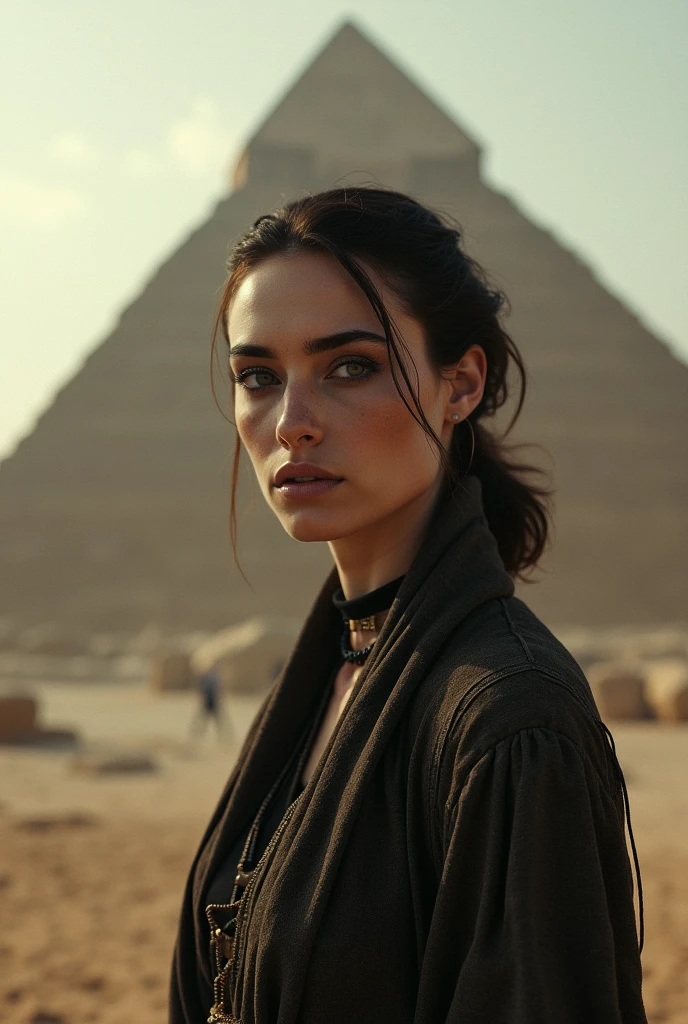 Magnificent cinematic photograph capturing the grand spectacle of people transporting colossal stone blocks for the construction of the Great Pyramid of Cheops. High-definition image with intricate details, capturing the raw power and sheer size of the ancient construction effort. The depth of field is shallow, with a high level of detail focused on the workers, their expressions, and the massive blocks themselves. The composition follows the golden ratio, creating a masterpiece worthy of an epic Hollywood film. The scene is bathed in historical realism, with the blazing Egyptian sun casting long shadows, and the workers' sweat glistening off their brows. The backlight illuminates the stone blocks, highlighting their text