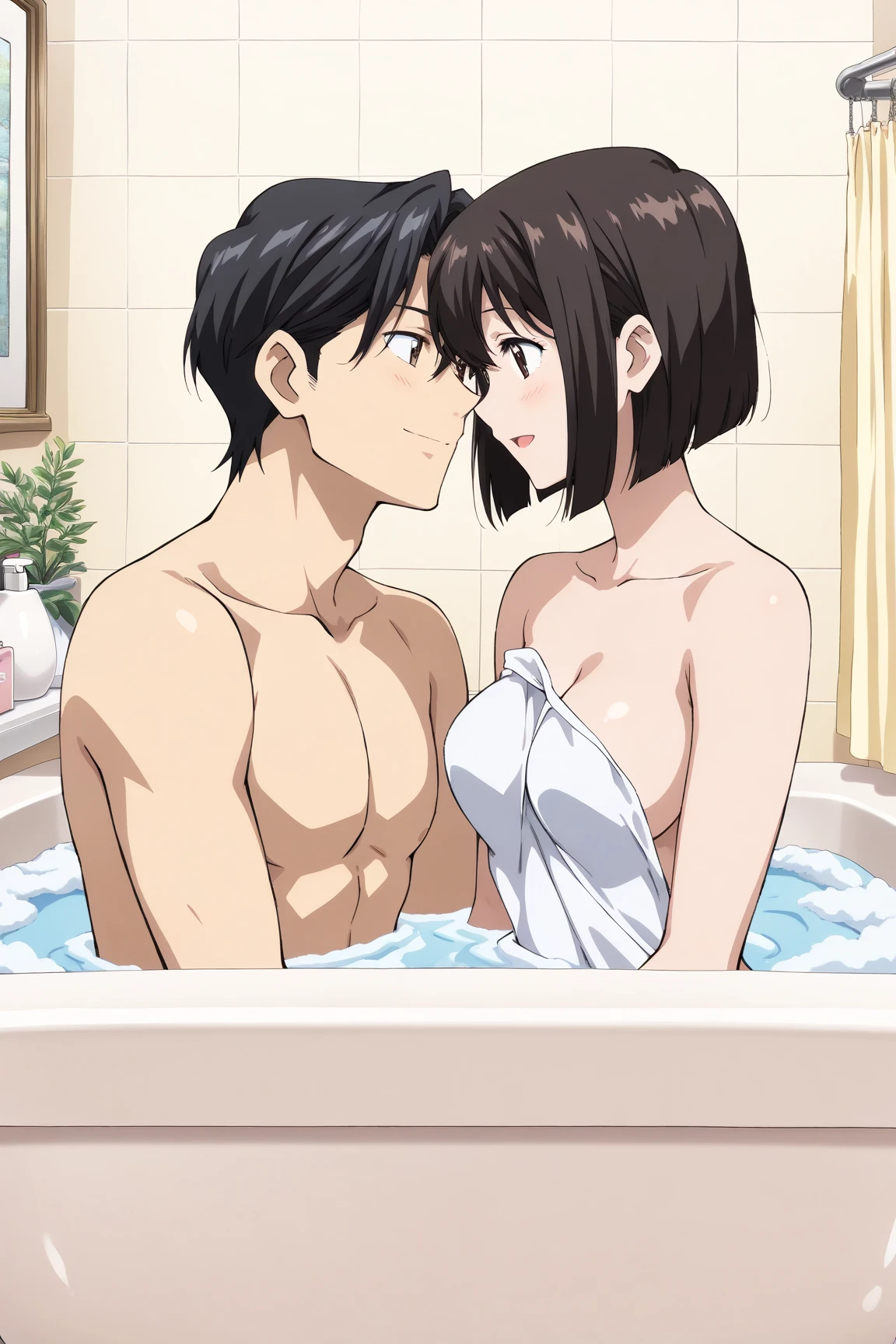 Kobeni higashiyama, de lado,((ojos cerrados)),((gimiendo,boca abierta,excitada,sonrojada)),ahegao