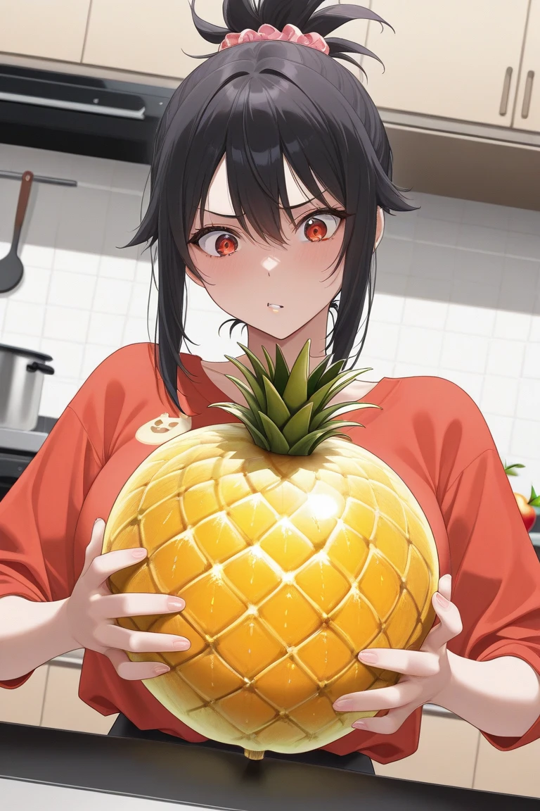 masterpiece, Super detailed, highest quality, beautiful girl, sweater, grin, between the breasts, (tangerine), sit at the kotatsu, room, From above