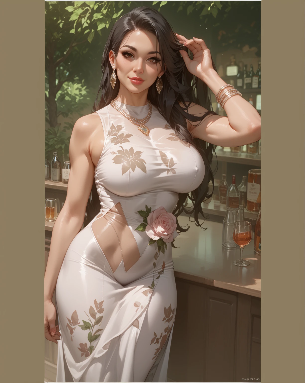 araffes with huge breasts posing in a kitchen with a vase of flowers, powerful and huge, oppai proportions, heavy detailed, thick body, exaggeratedly large physique, hyperrealistic full figure, thicc, chun li at the gym, massive muscles, photorealistic perfect body, large muscles, highly detailed full body, giantess art, giant stunning goddess shot