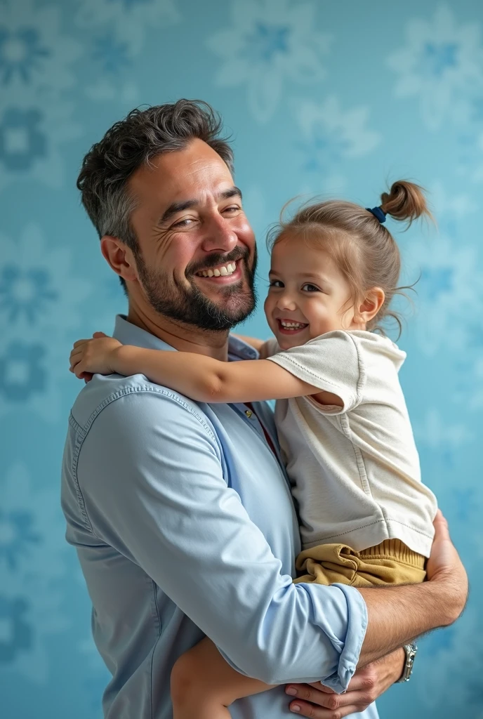 close_up of Laughing face, Dad holding the baby in the hospital, intricate, (masterpiece, Representative work, official art, Professional, unity 8k wallpaper:1.3)