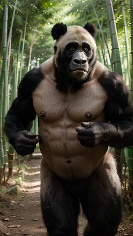 arafed gorilla, fighting pose